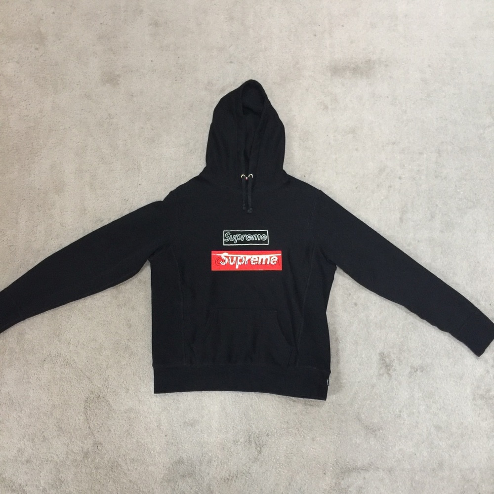 Supreme x Kaws Box Logo Hoodie Black Size Large